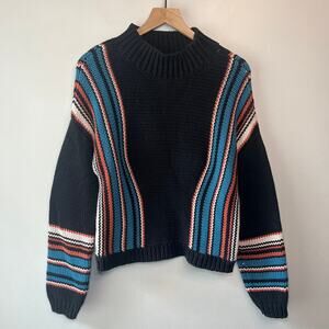 Rock & Roll Cowgirl Women's Mock Neck Striped Knit Pullover Sweater Size Medium